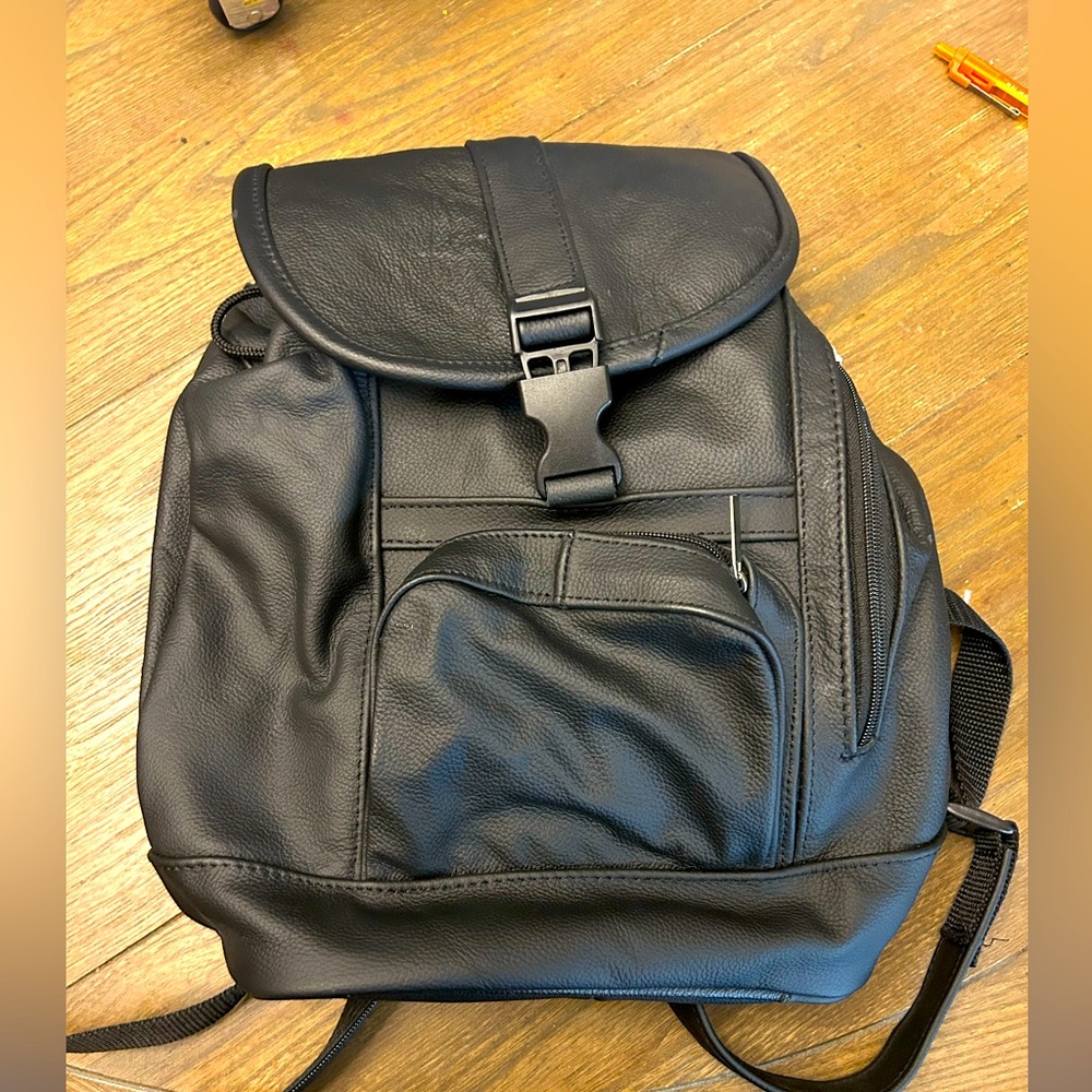 Black Leather Backpack